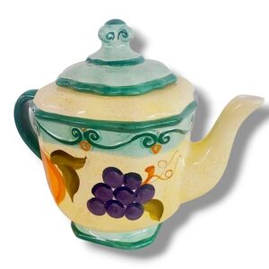 Medici by Tabletops Unlimited Teapot Fruit Different Colors Scrolls Orange Grape